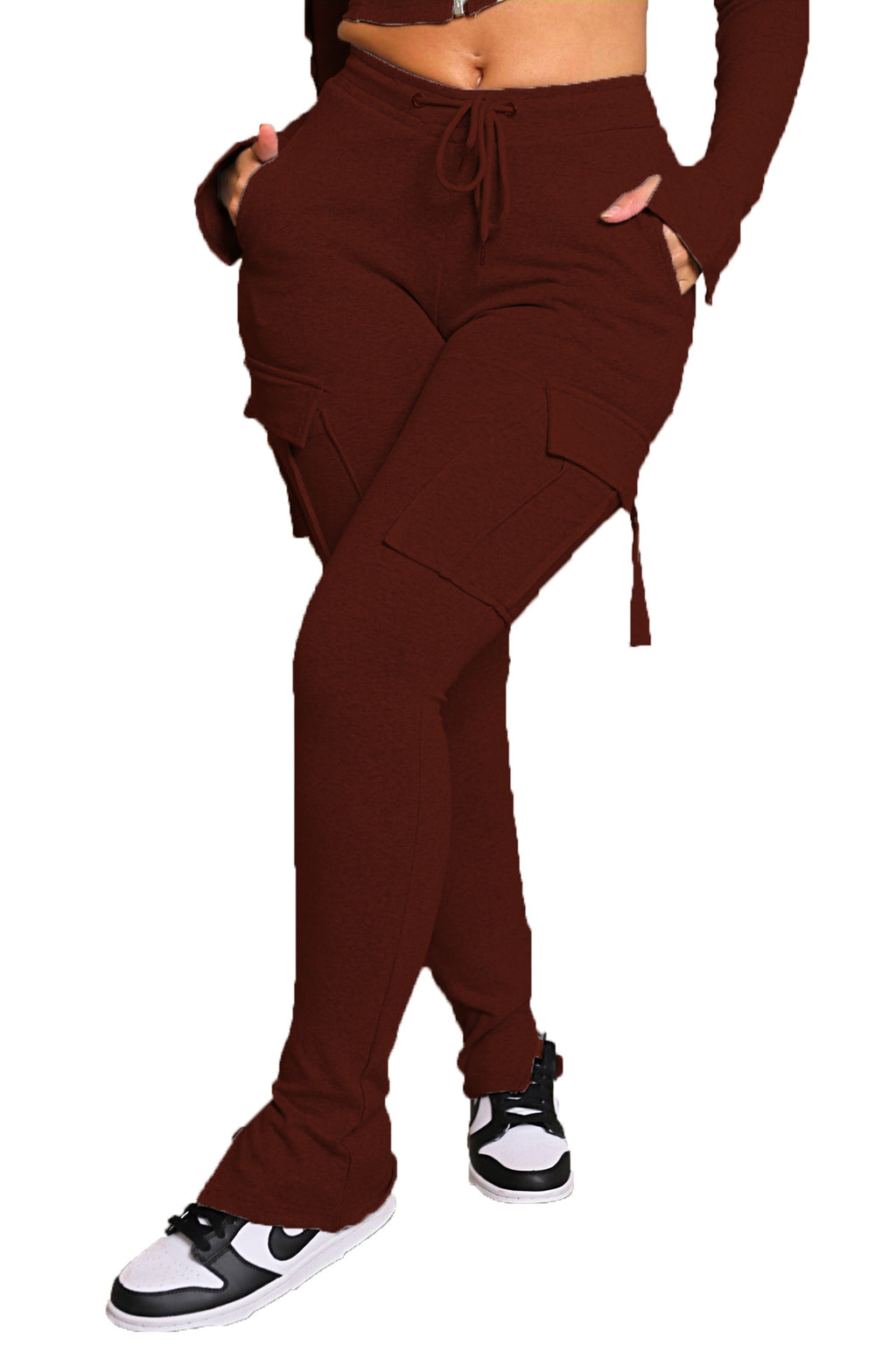 Stylish High Waist Cargo Pants with Pockets - Comfortable Wide Leg Trousers for Women