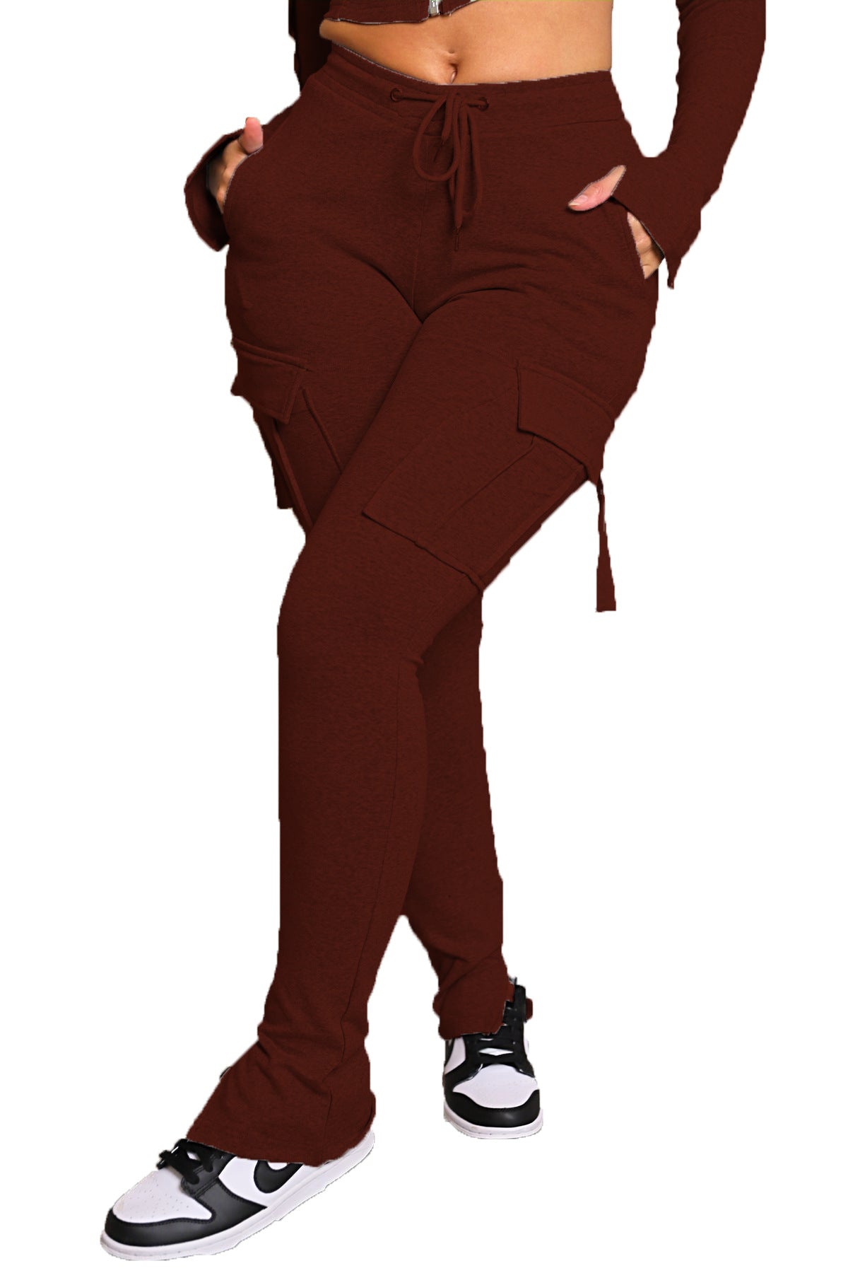 Stylish High Waist Cargo Pants with Pockets - Comfortable Wide Leg Trousers for Women