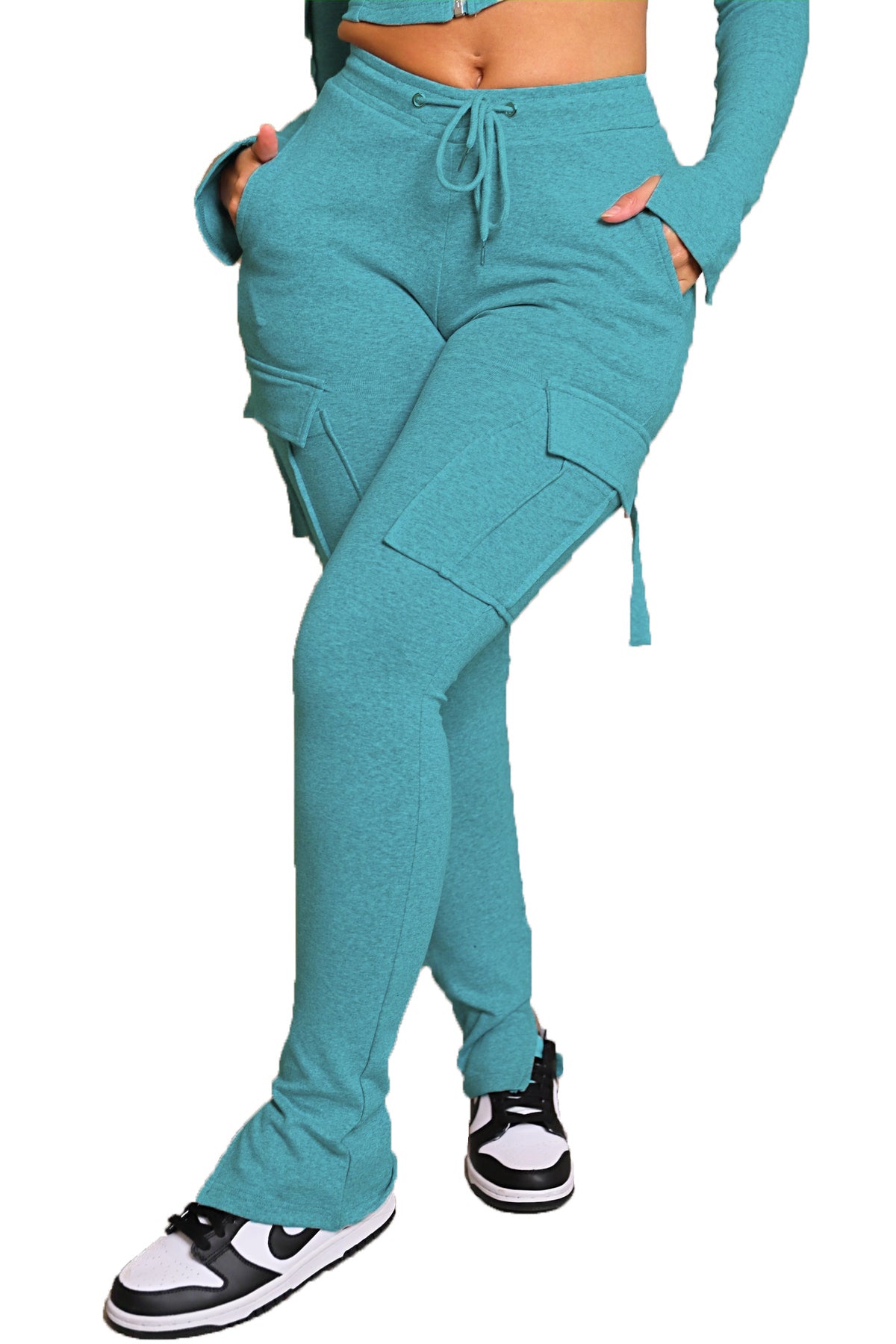 Stylish High Waist Cargo Pants with Pockets - Comfortable Wide Leg Trousers for Women